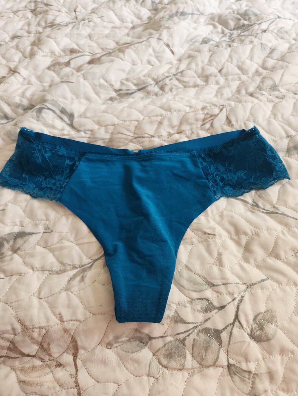 Victoria's Secret Teal Lace-Panel Bikini Thong